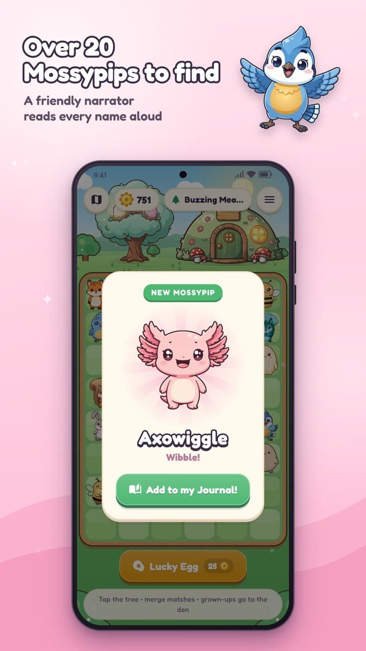 Discovering a new Mossypip, Axowiggle the axolotl