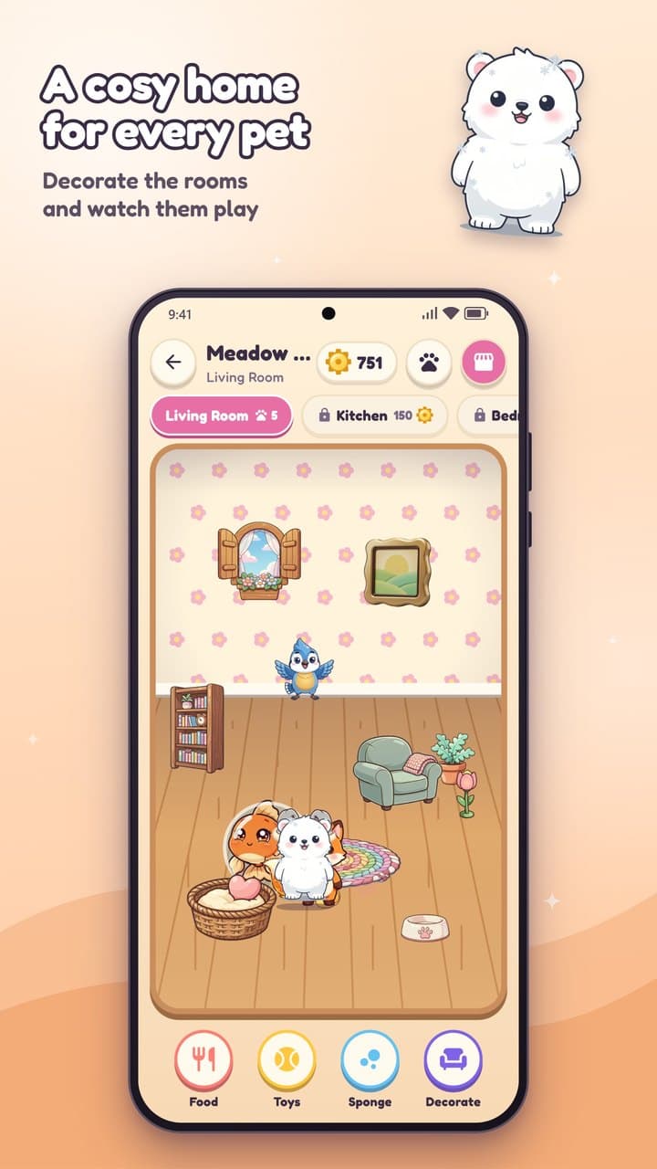 Pets playing in a cosy decorated living room