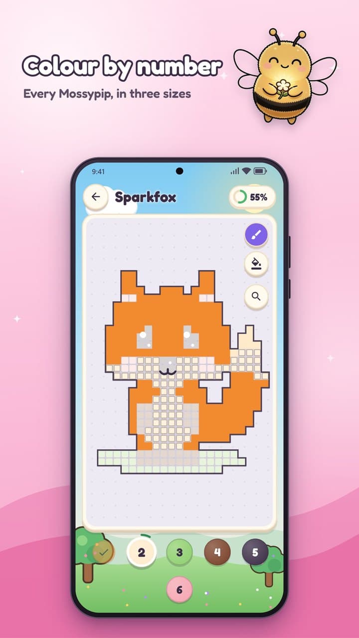 Colouring Sparkfox the fox by number